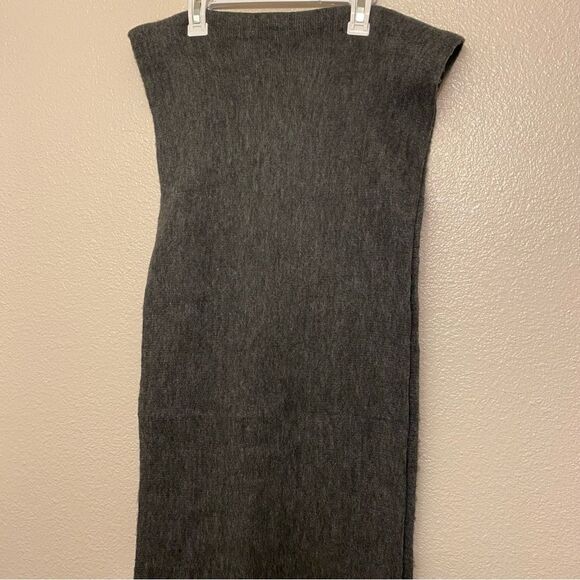 Lucky brand charcoal gray fringe cozy oversized Scarf unisex 14x86 NEW - Picture 2 of 8